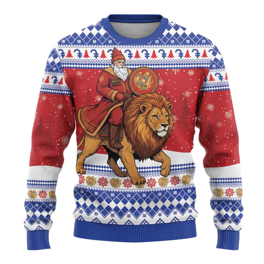 Armenia Christmas Ugly Christmas Sweater Santa Riding Lion - Wonder Print Shop