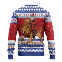 Armenia Christmas Ugly Christmas Sweater Santa Riding Lion - Wonder Print Shop