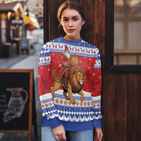 Armenia Christmas Ugly Christmas Sweater Santa Riding Lion - Wonder Print Shop
