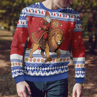 Armenia Christmas Ugly Christmas Sweater Santa Riding Lion - Wonder Print Shop