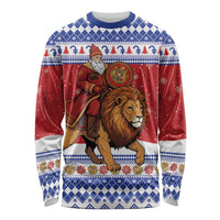Armenia Christmas Long Sleeve Shirt Santa Riding Lion - Wonder Print Shop