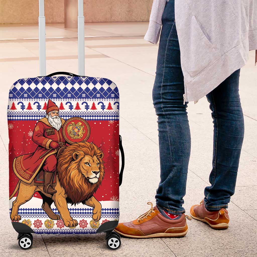 Armenia Christmas Luggage Cover Santa Riding Lion - Wonder Print Shop