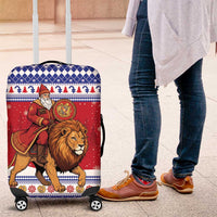 Armenia Christmas Luggage Cover Santa Riding Lion - Wonder Print Shop