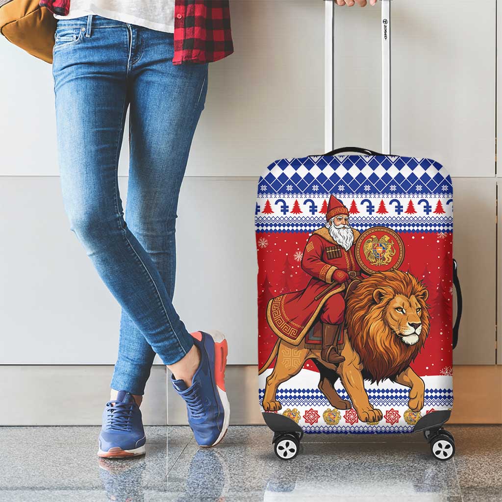 Armenia Christmas Luggage Cover Santa Riding Lion - Wonder Print Shop