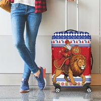 Armenia Christmas Luggage Cover Santa Riding Lion - Wonder Print Shop
