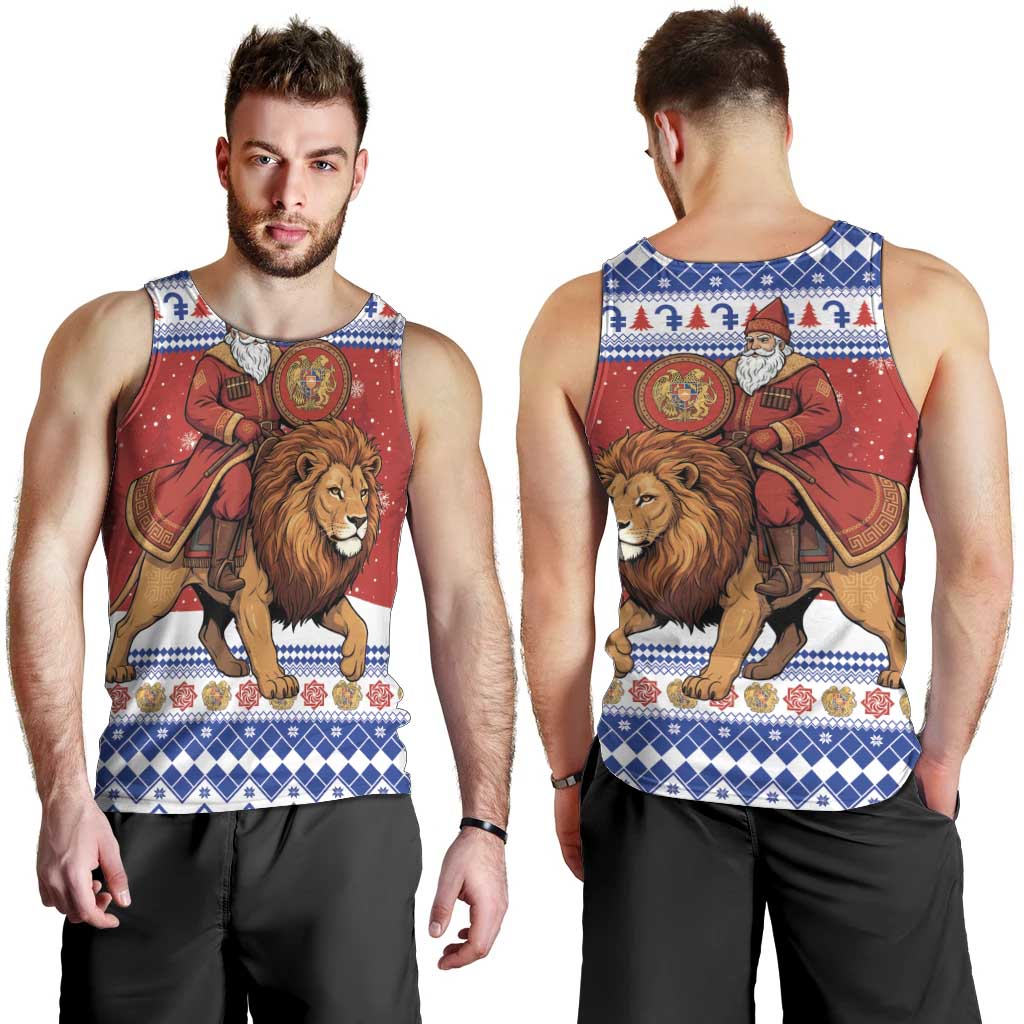 Armenia Christmas Men Tank Top Santa Riding Lion - Wonder Print Shop