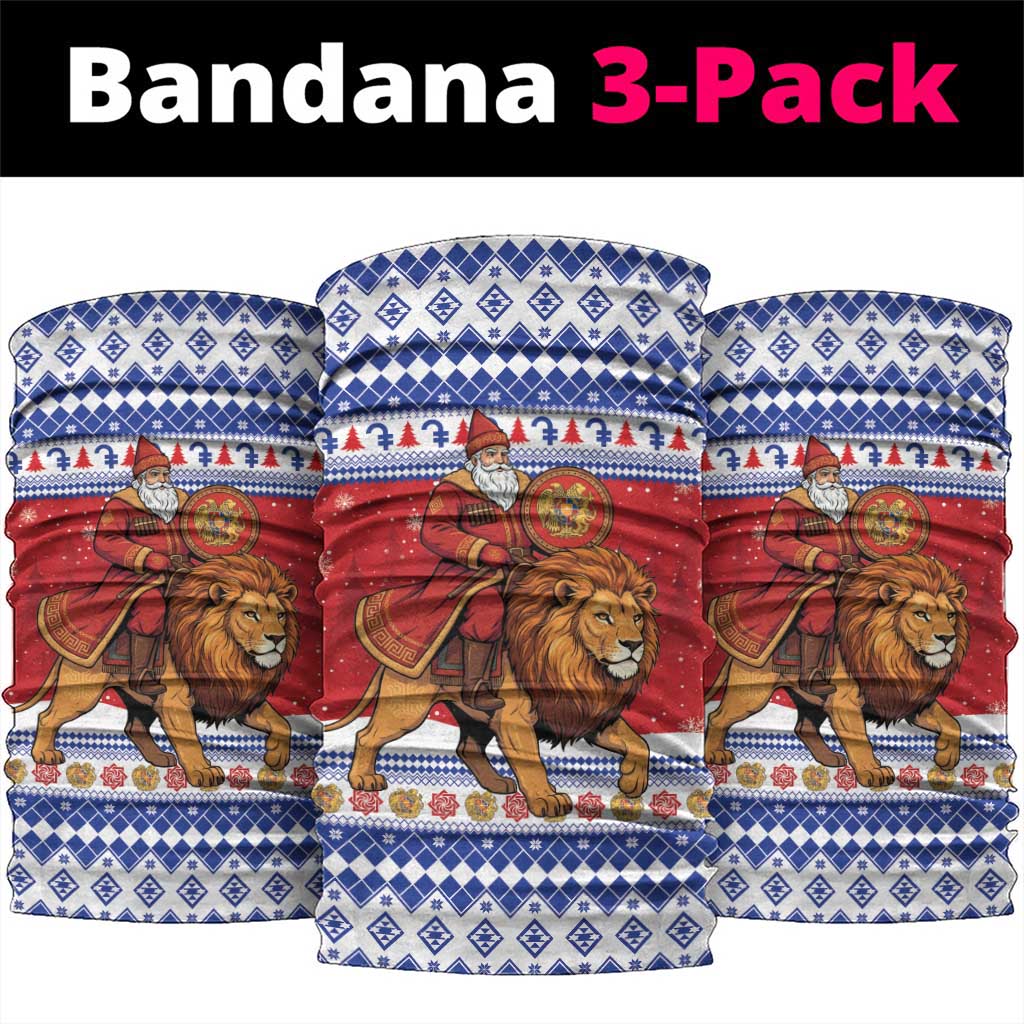 Armenia Christmas Neck Gaiter Santa Riding Lion - Wonder Print Shop
