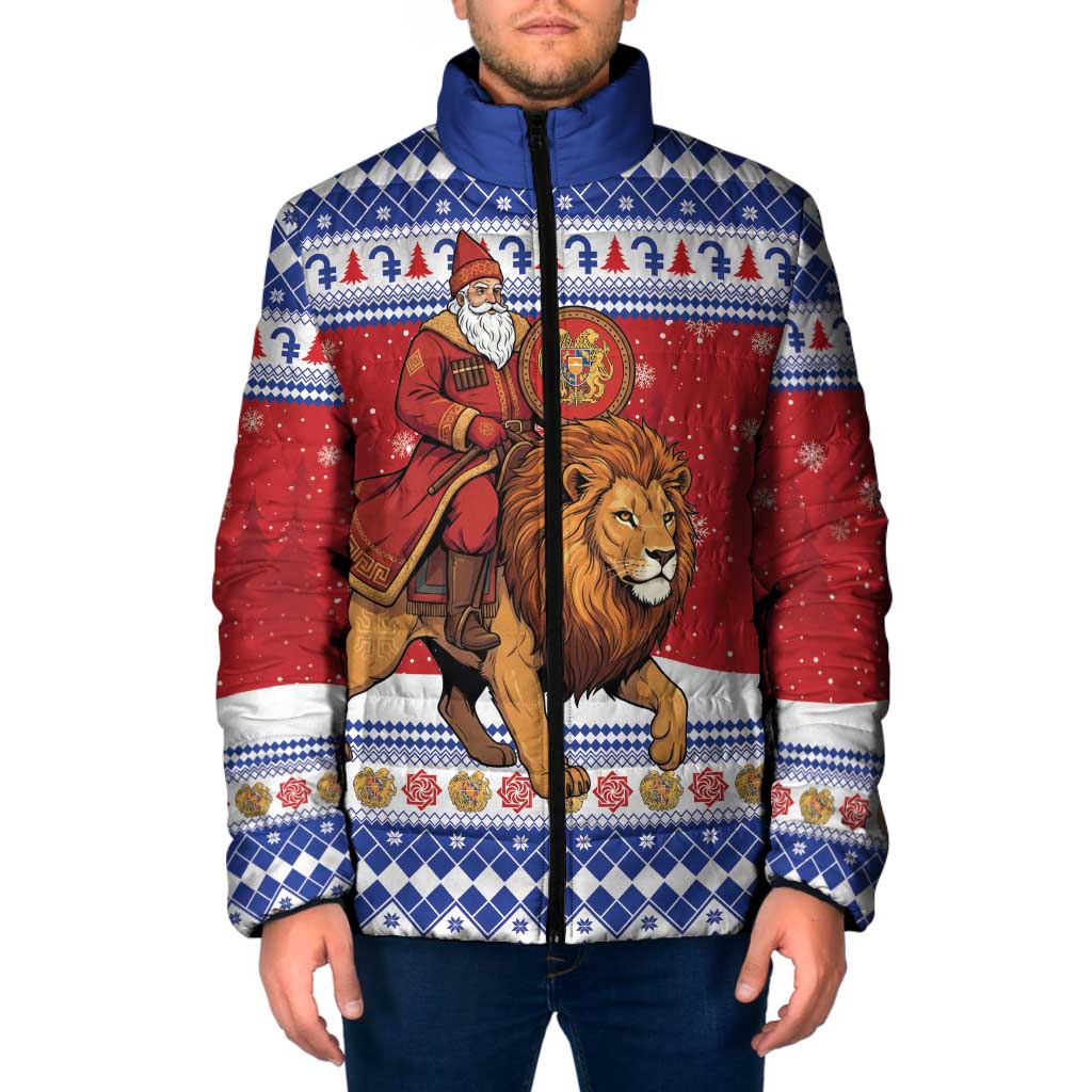 Armenia Christmas Padded Jacket Santa Riding Lion - Wonder Print Shop