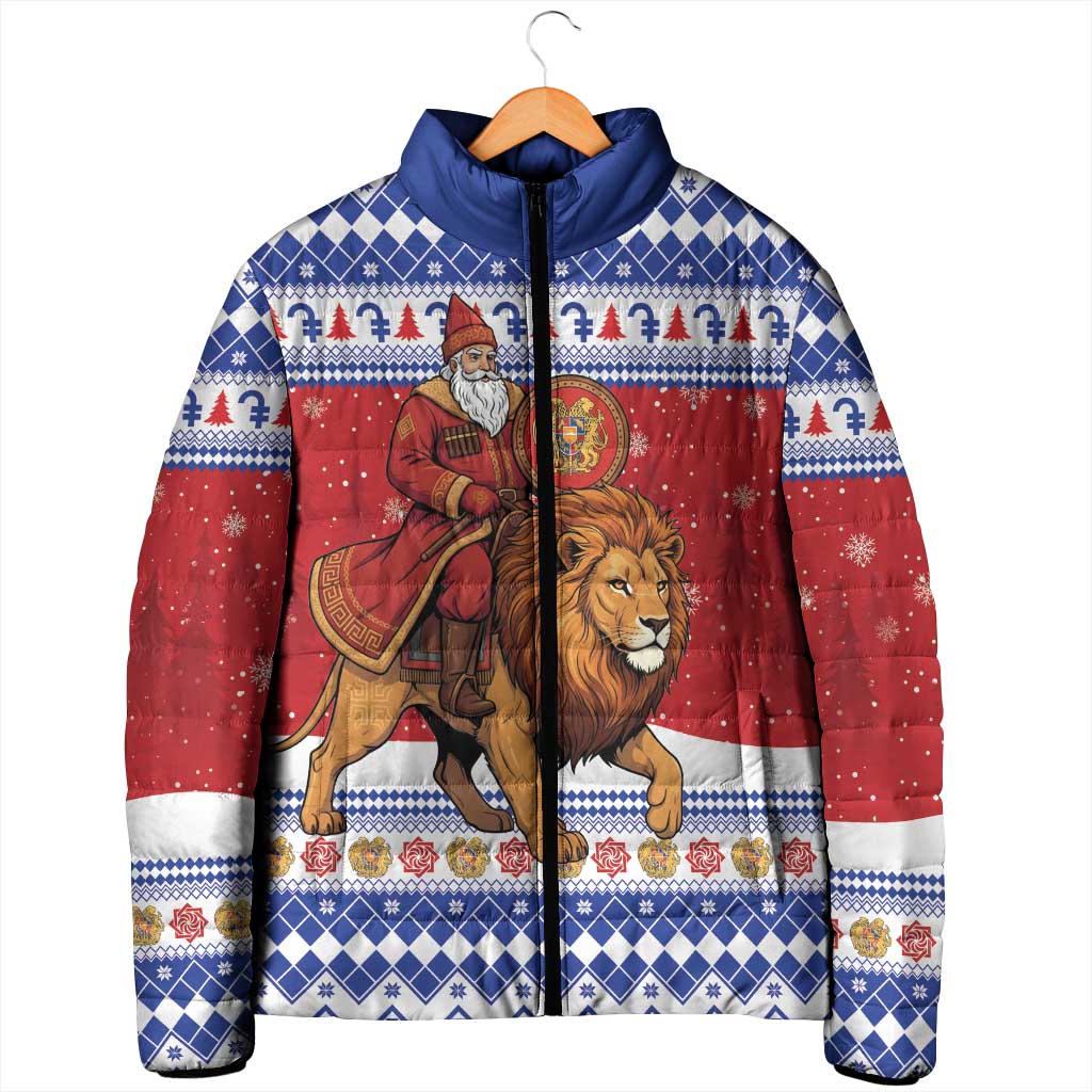 Armenia Christmas Padded Jacket Santa Riding Lion - Wonder Print Shop