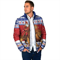Armenia Christmas Padded Jacket Santa Riding Lion - Wonder Print Shop
