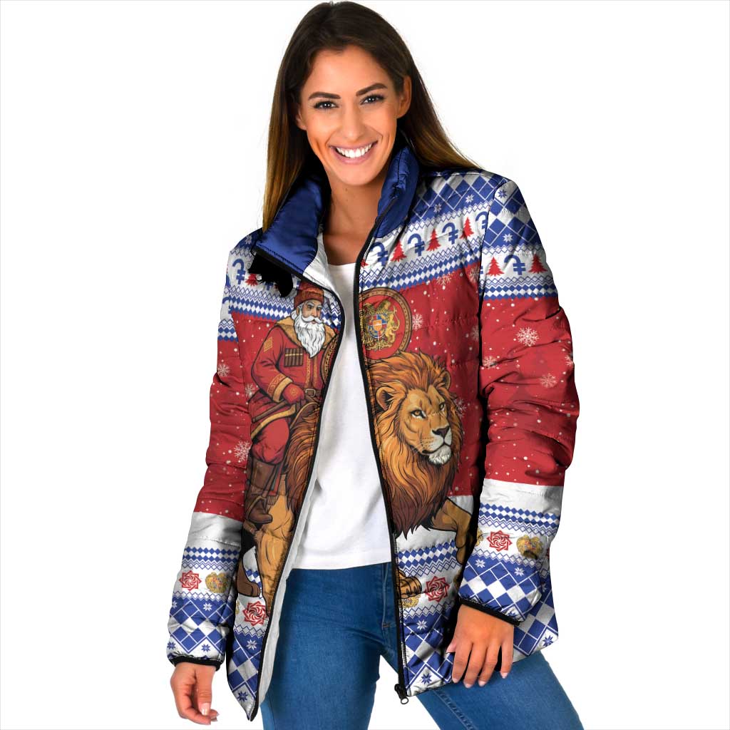 Armenia Christmas Padded Jacket Santa Riding Lion - Wonder Print Shop