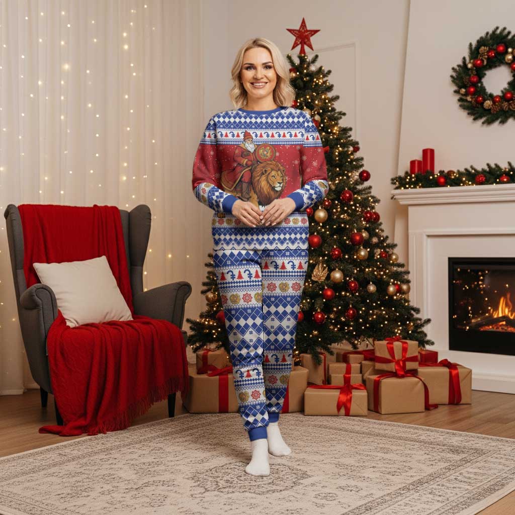 Armenia Christmas Pajama Set Santa Riding Lion - Wonder Print Shop