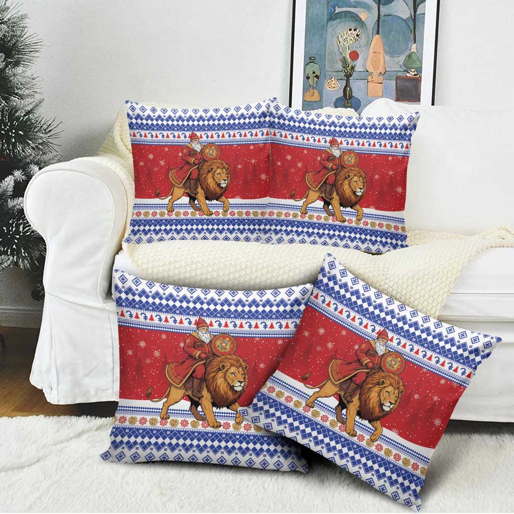Armenia Christmas Pillow Cover Santa Riding Lion - Wonder Print Shop