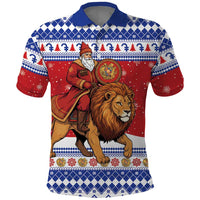Armenia Christmas Polo Shirt Santa Riding Lion - Wonder Print Shop