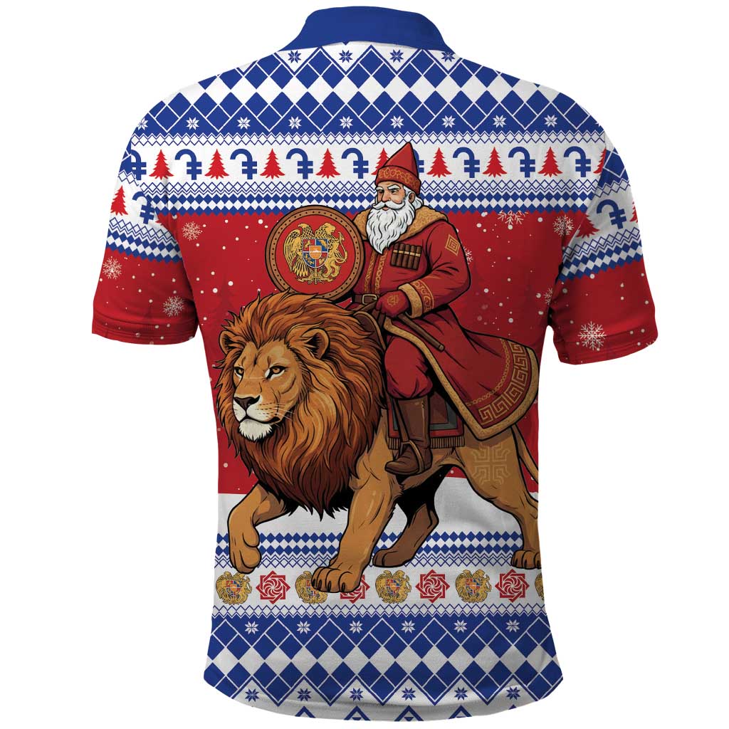 Armenia Christmas Polo Shirt Santa Riding Lion - Wonder Print Shop