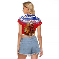 Armenia Christmas Raglan Cropped T Shirt Santa Riding Lion - Wonder Print Shop