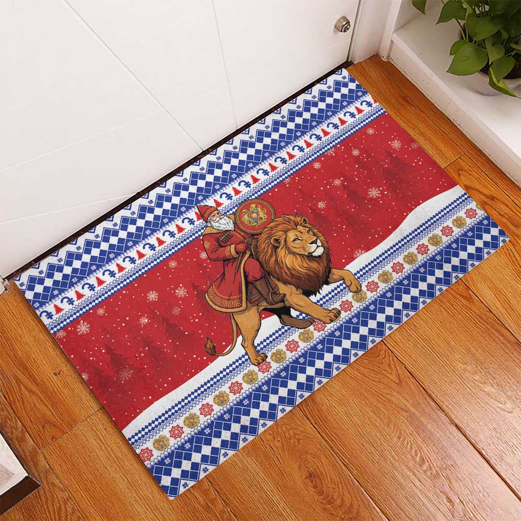 Armenia Christmas Rubber Doormat Santa Riding Lion - Wonder Print Shop