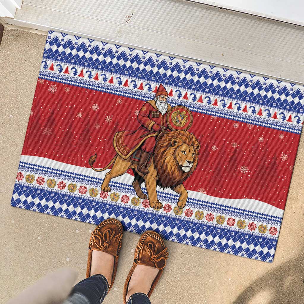 Armenia Christmas Rubber Doormat Santa Riding Lion - Wonder Print Shop