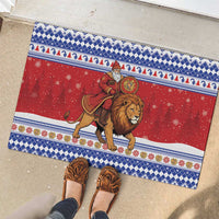 Armenia Christmas Rubber Doormat Santa Riding Lion - Wonder Print Shop