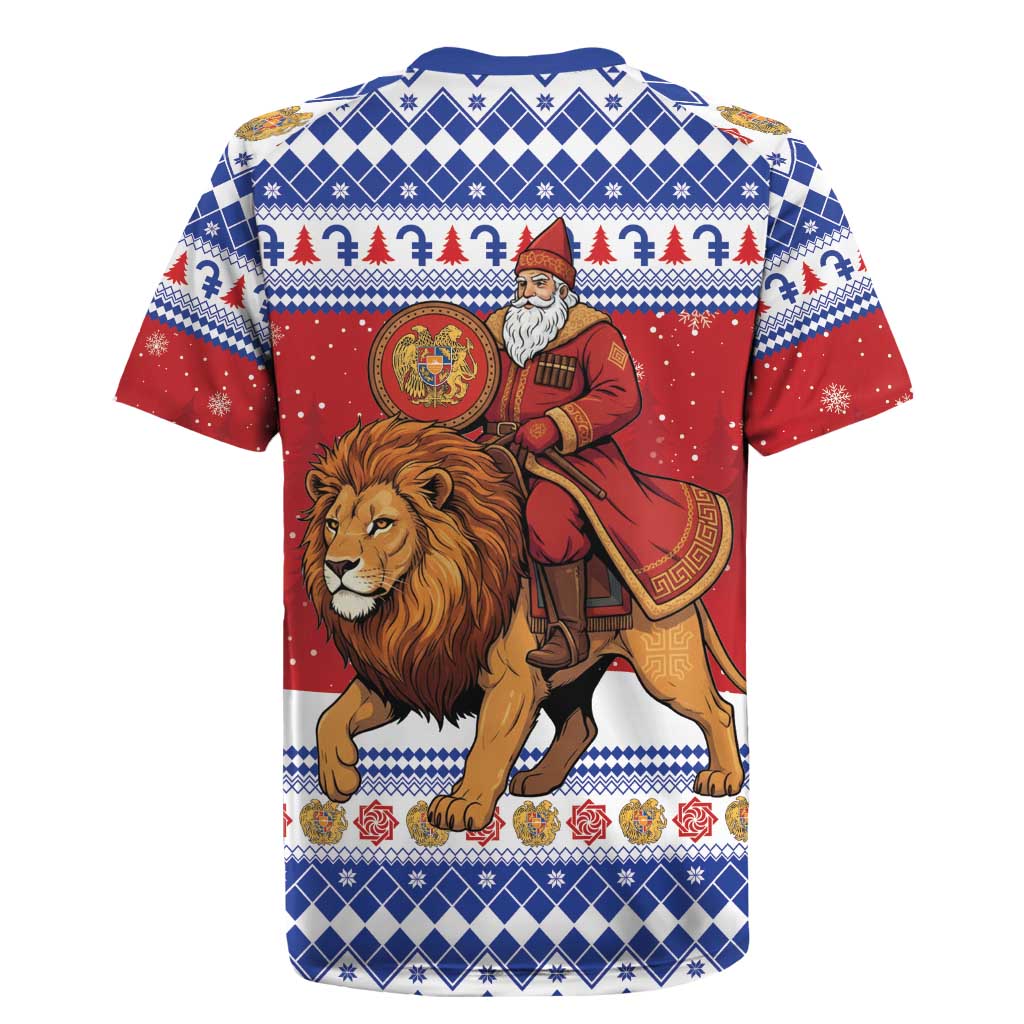 Armenia Christmas Rugby Jersey Santa Riding Lion - Wonder Print Shop