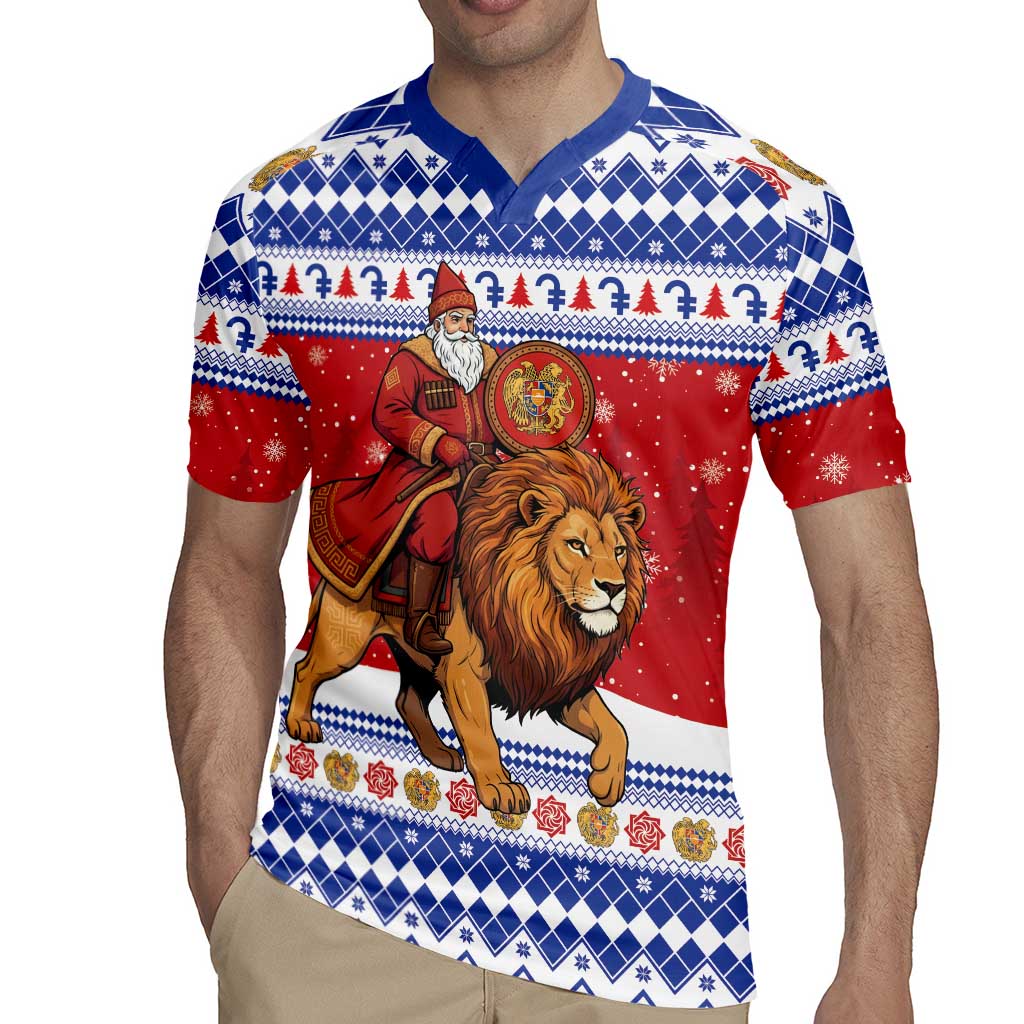 Armenia Christmas Rugby Jersey Santa Riding Lion - Wonder Print Shop