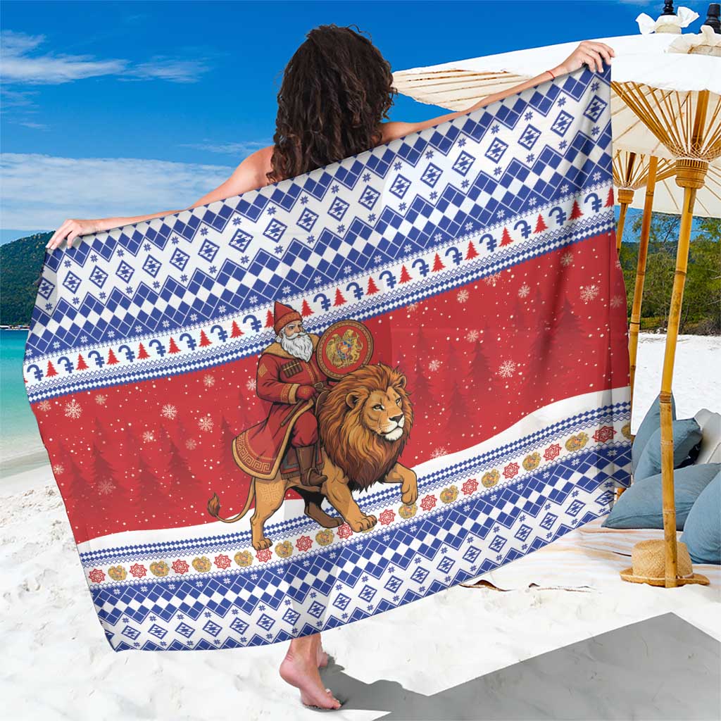 Armenia Christmas Sarong Santa Riding Lion - Wonder Print Shop