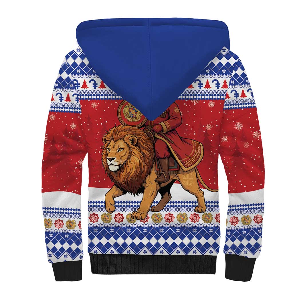 Armenia Christmas Sherpa Hoodie Santa Riding Lion - Wonder Print Shop