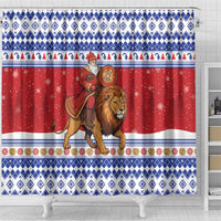 Armenia Christmas Shower Curtain Santa Riding Lion - Wonder Print Shop