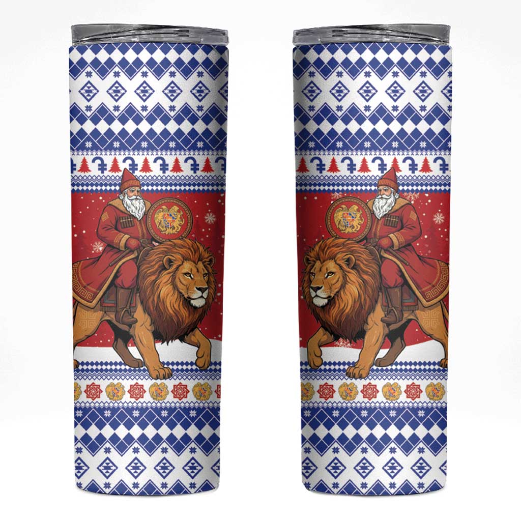 Armenia Christmas Skinny Tumbler Santa Riding Lion - Wonder Print Shop