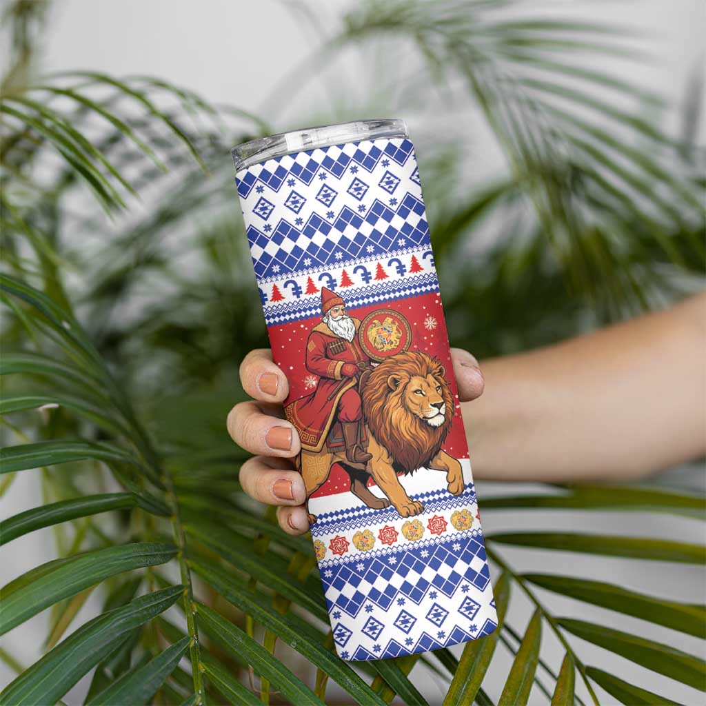 Armenia Christmas Skinny Tumbler Santa Riding Lion - Wonder Print Shop