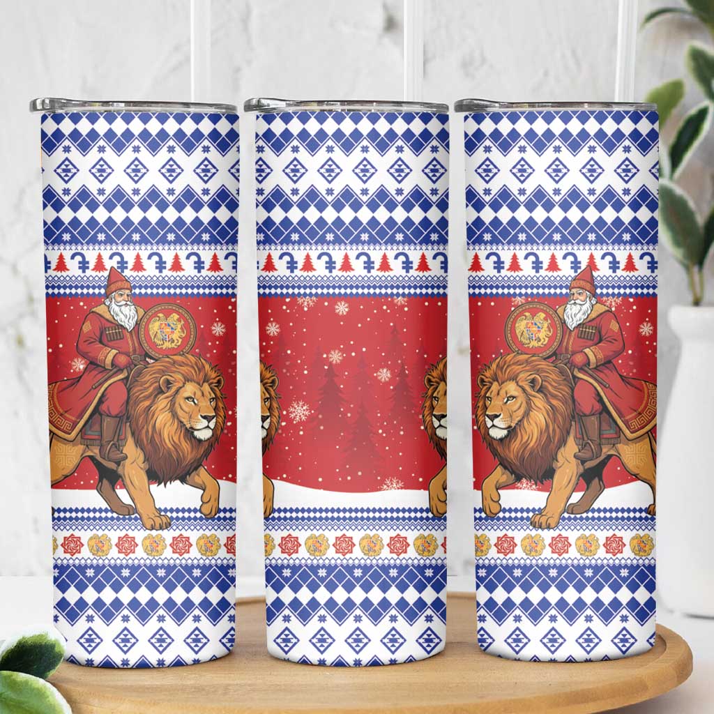 Armenia Christmas Skinny Tumbler Santa Riding Lion - Wonder Print Shop