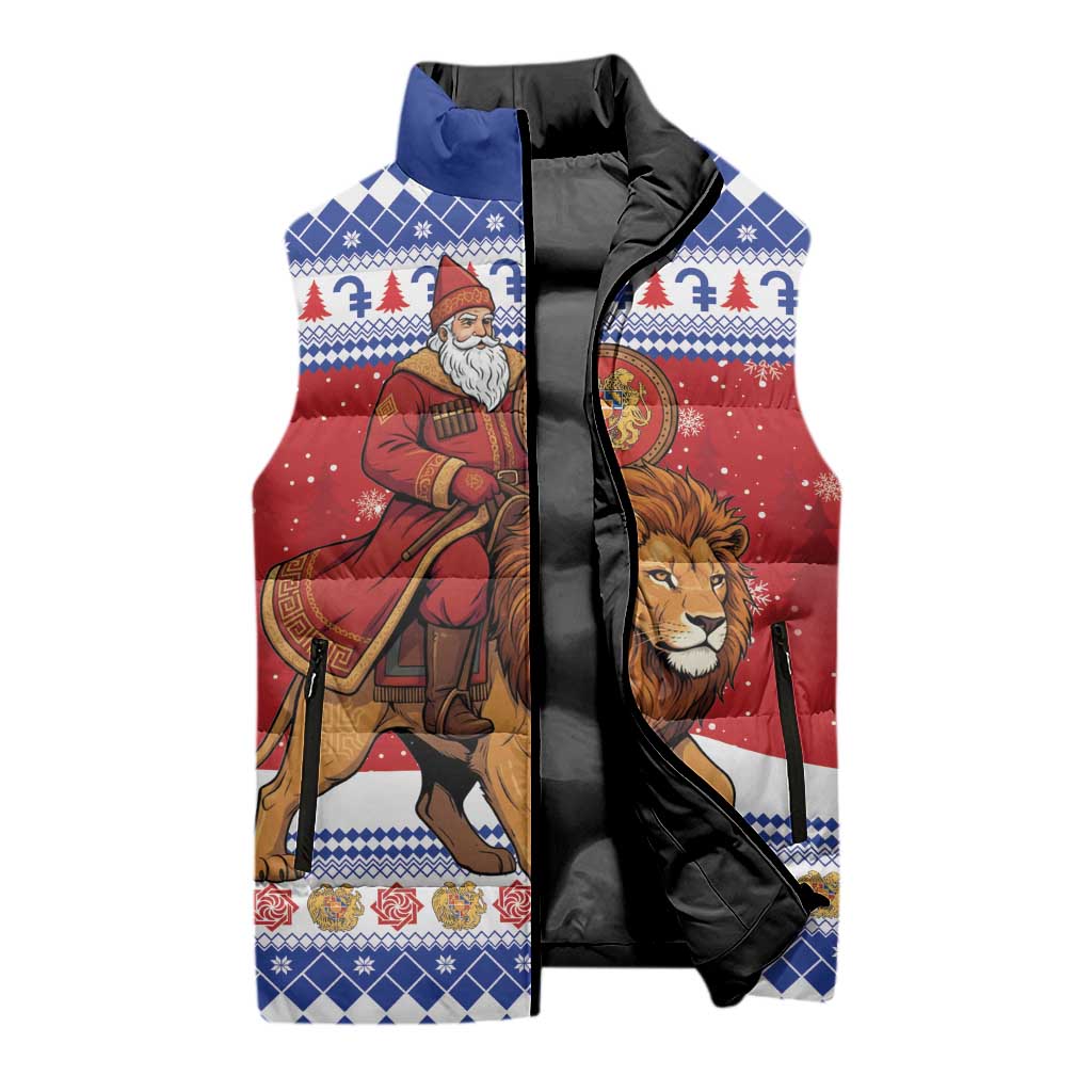 Armenia Christmas Sleeveless Puffer Jacket Santa Riding Lion - Wonder Print Shop