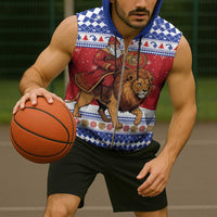 Armenia Christmas Sleeveless Zip Hoodie Santa Riding Lion - Wonder Print Shop