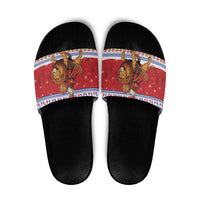 Armenia Christmas Slide Sandals Santa Riding Lion - Wonder Print Shop