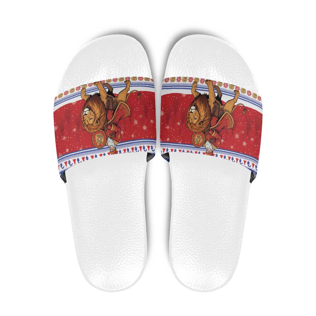 Armenia Christmas Slide Sandals Santa Riding Lion - Wonder Print Shop
