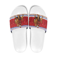 Armenia Christmas Slide Sandals Santa Riding Lion - Wonder Print Shop