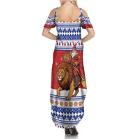 Armenia Christmas Summer Maxi Dress Santa Riding Lion - Wonder Print Shop