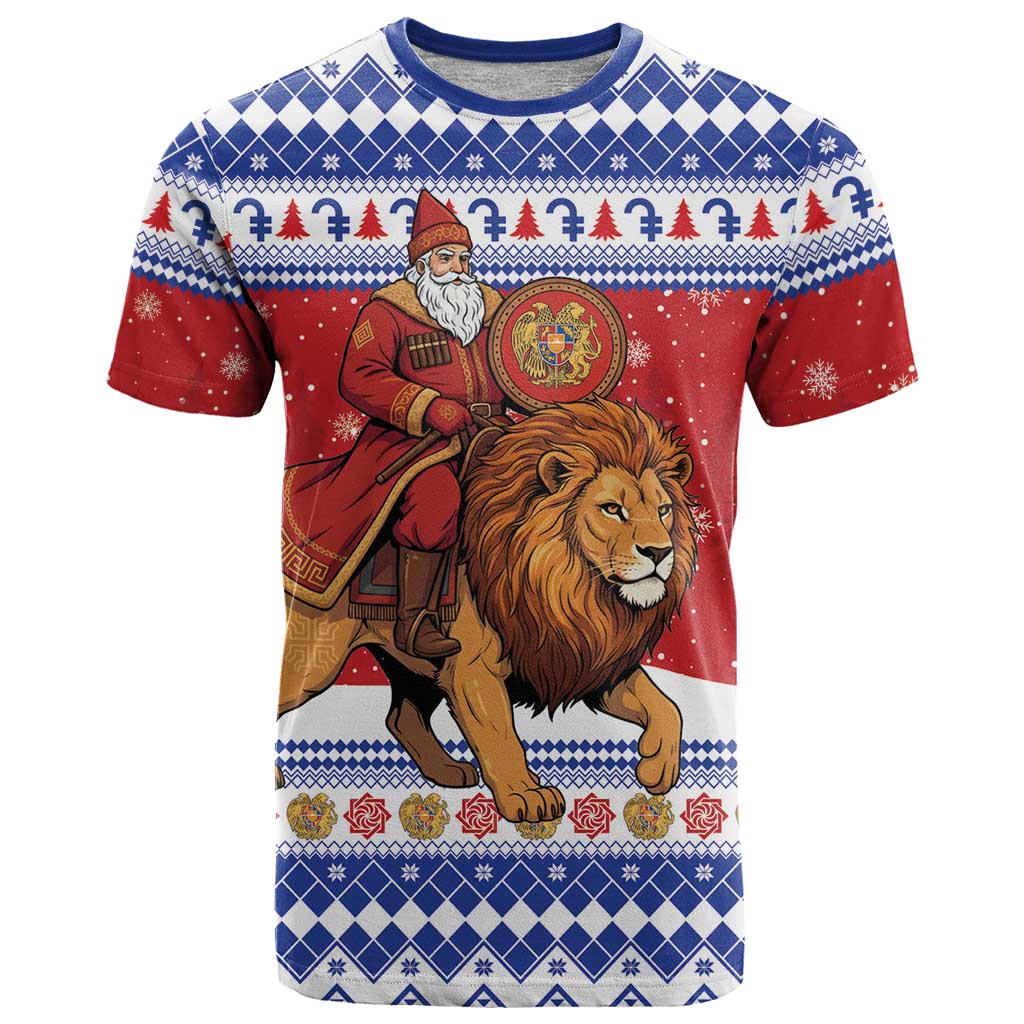 Armenia Christmas T Shirt Santa Riding Lion - Wonder Print Shop