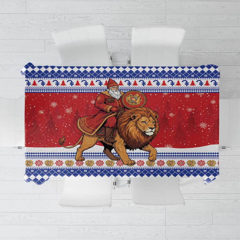 Armenia Christmas Tablecloth Santa Riding Lion - Wonder Print Shop