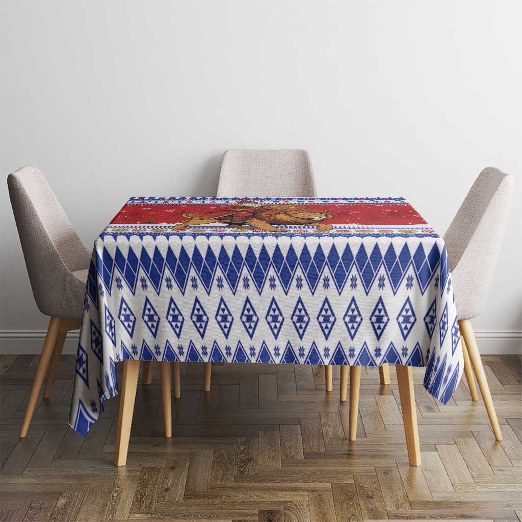 Armenia Christmas Tablecloth Santa Riding Lion - Wonder Print Shop