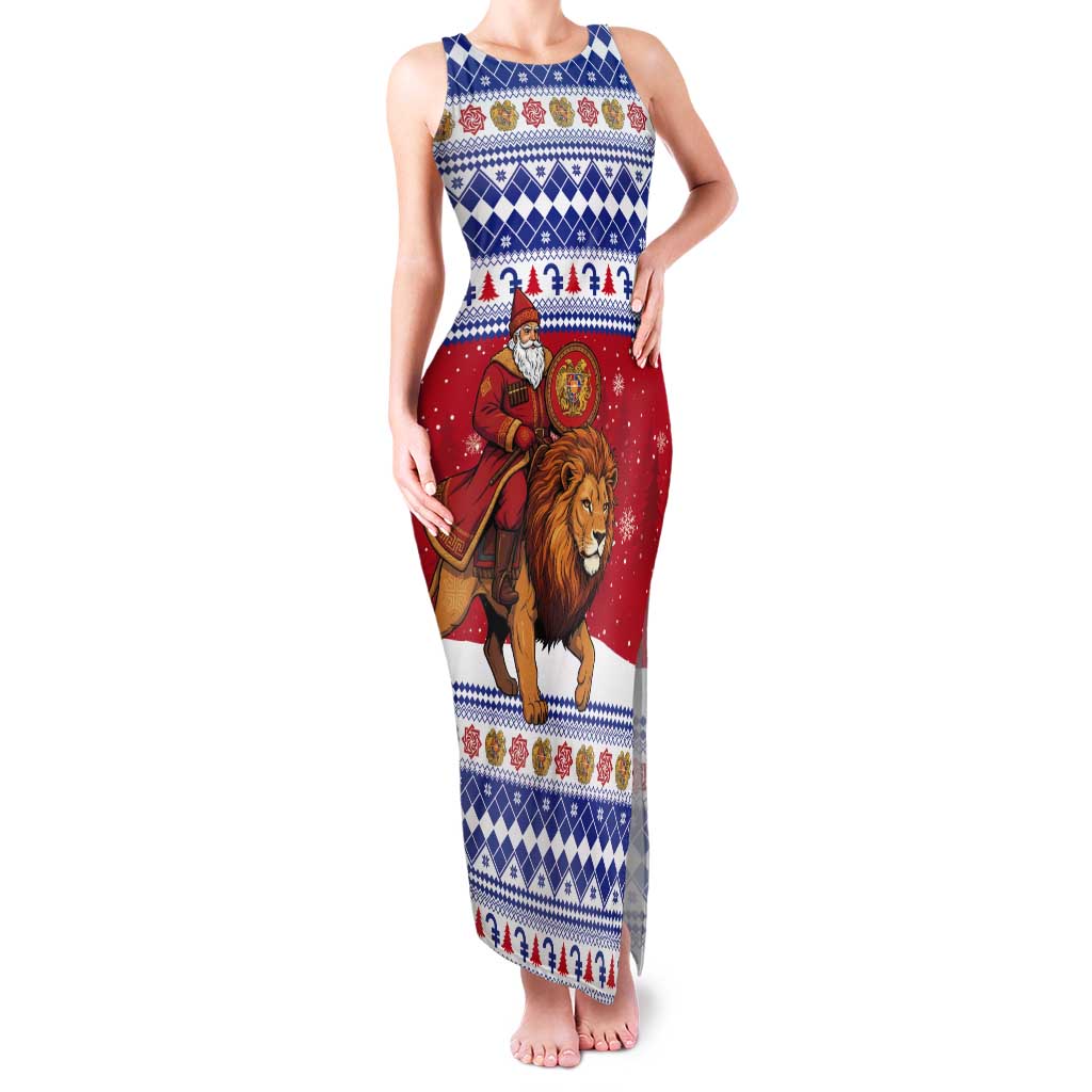 Armenia Christmas Tank Maxi Dress Santa Riding Lion - Wonder Print Shop