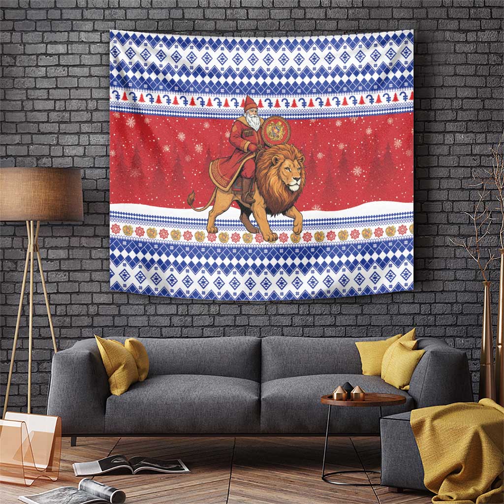 Armenia Christmas Tapestry Santa Riding Lion - Wonder Print Shop