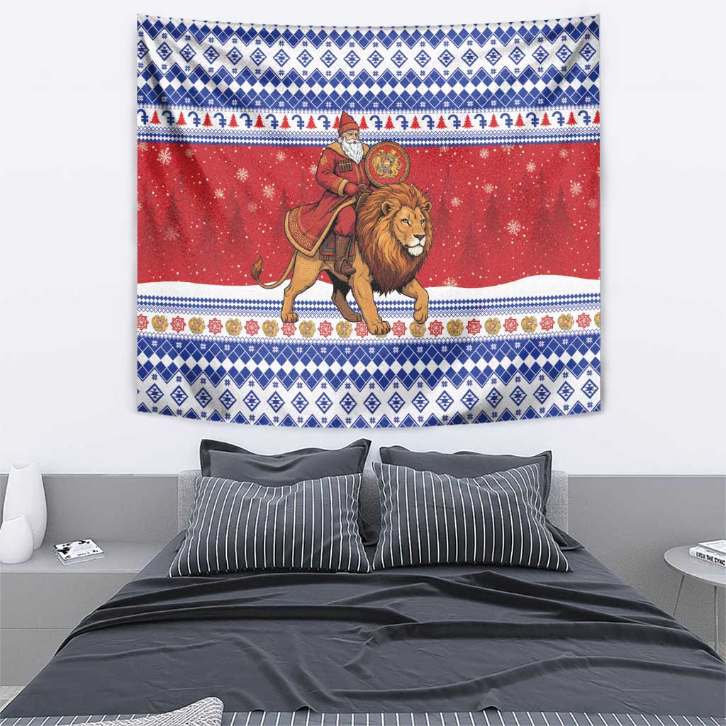 Armenia Christmas Tapestry Santa Riding Lion - Wonder Print Shop