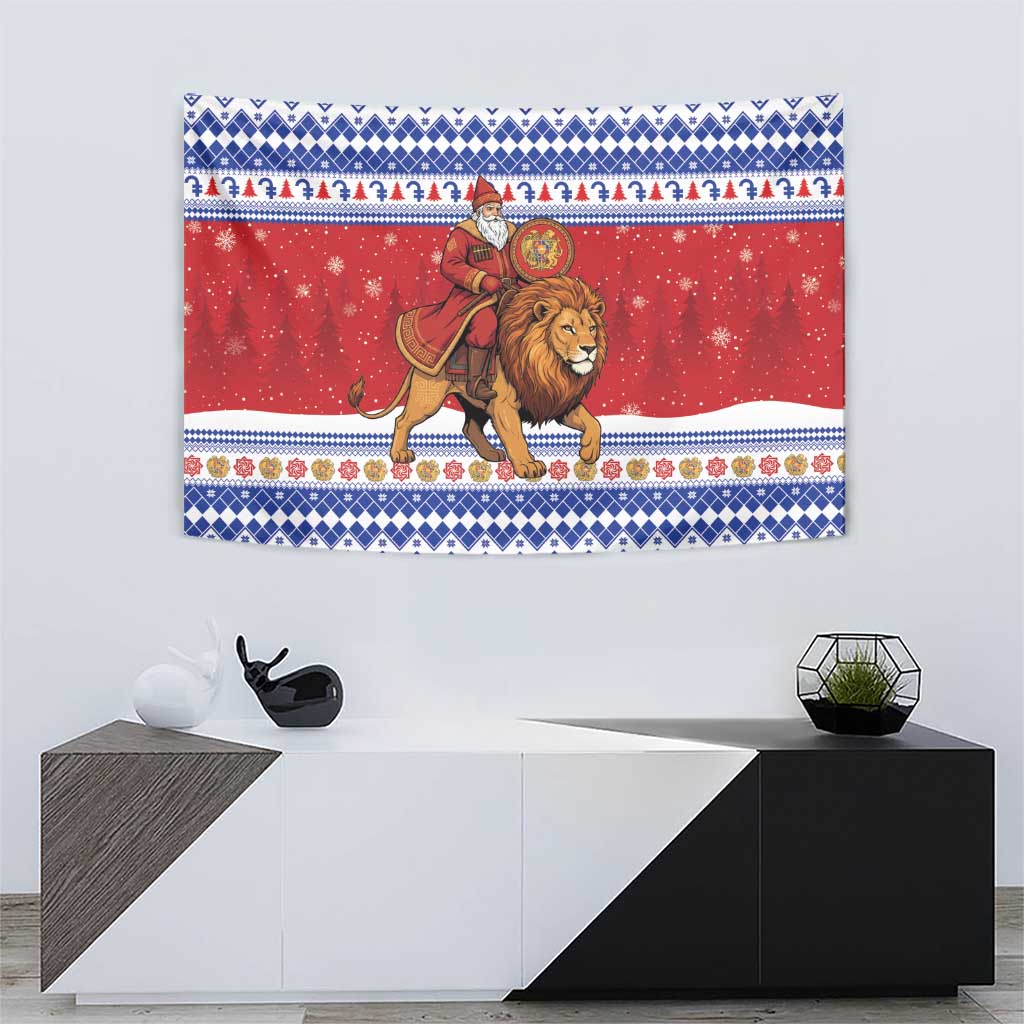 Armenia Christmas Tapestry Santa Riding Lion - Wonder Print Shop