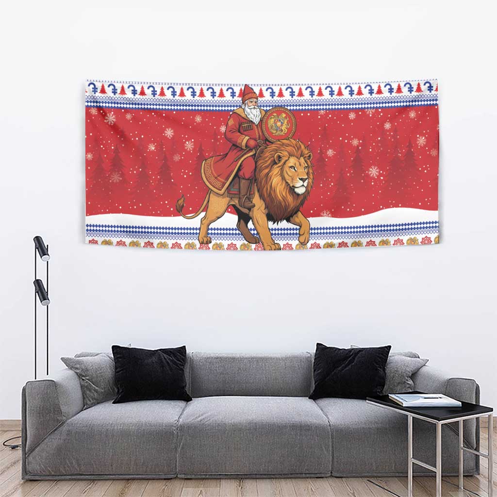 Armenia Christmas Tapestry Santa Riding Lion - Wonder Print Shop