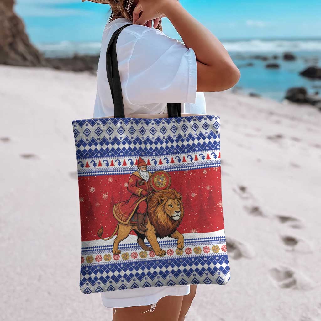 Armenia Christmas Tote Bag Santa Riding Lion - Wonder Print Shop
