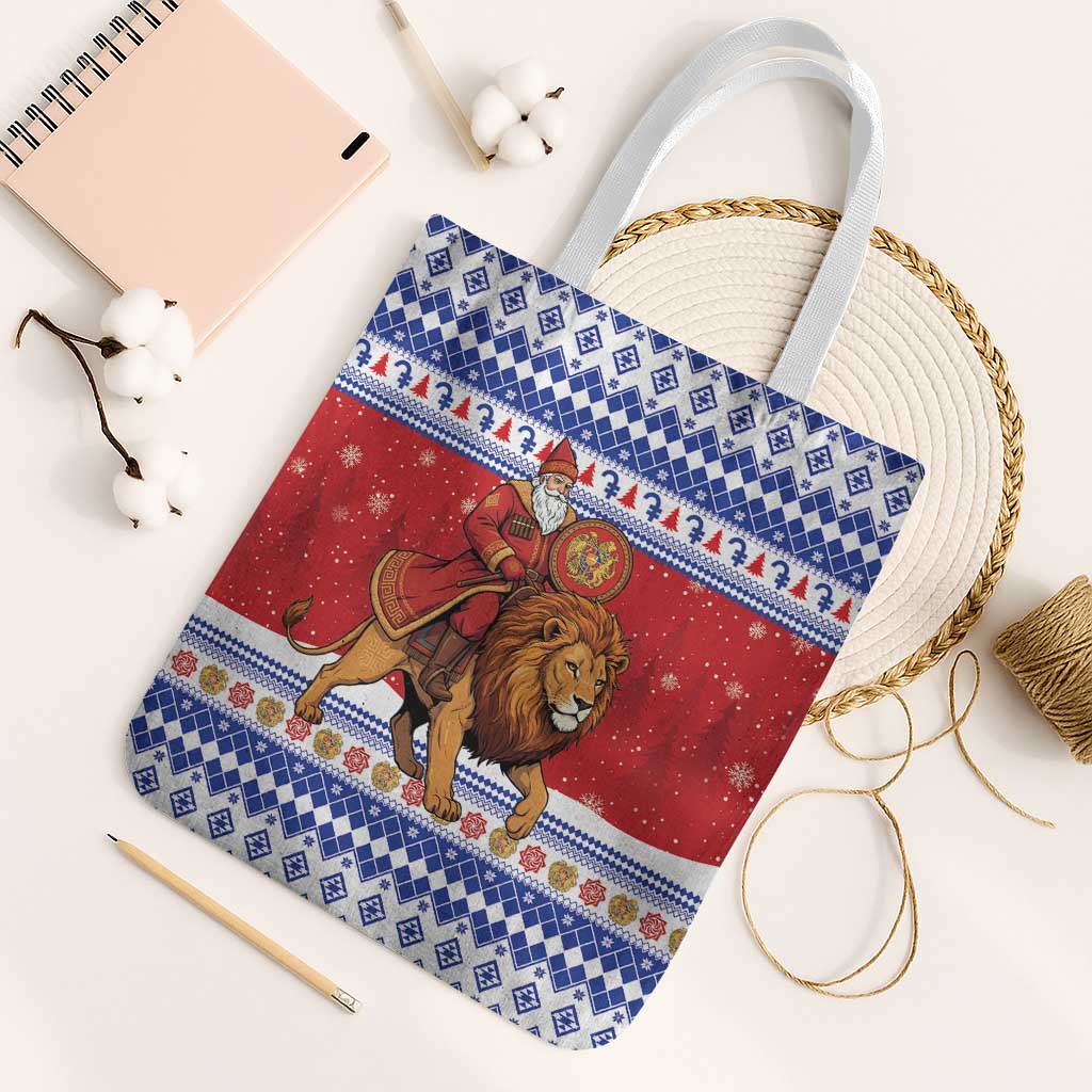Armenia Christmas Tote Bag Santa Riding Lion - Wonder Print Shop