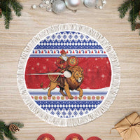 Armenia Christmas Tree Skirt Santa Riding Lion - Wonder Print Shop