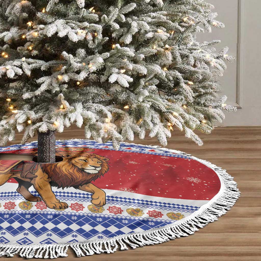 Armenia Christmas Tree Skirt Santa Riding Lion - Wonder Print Shop