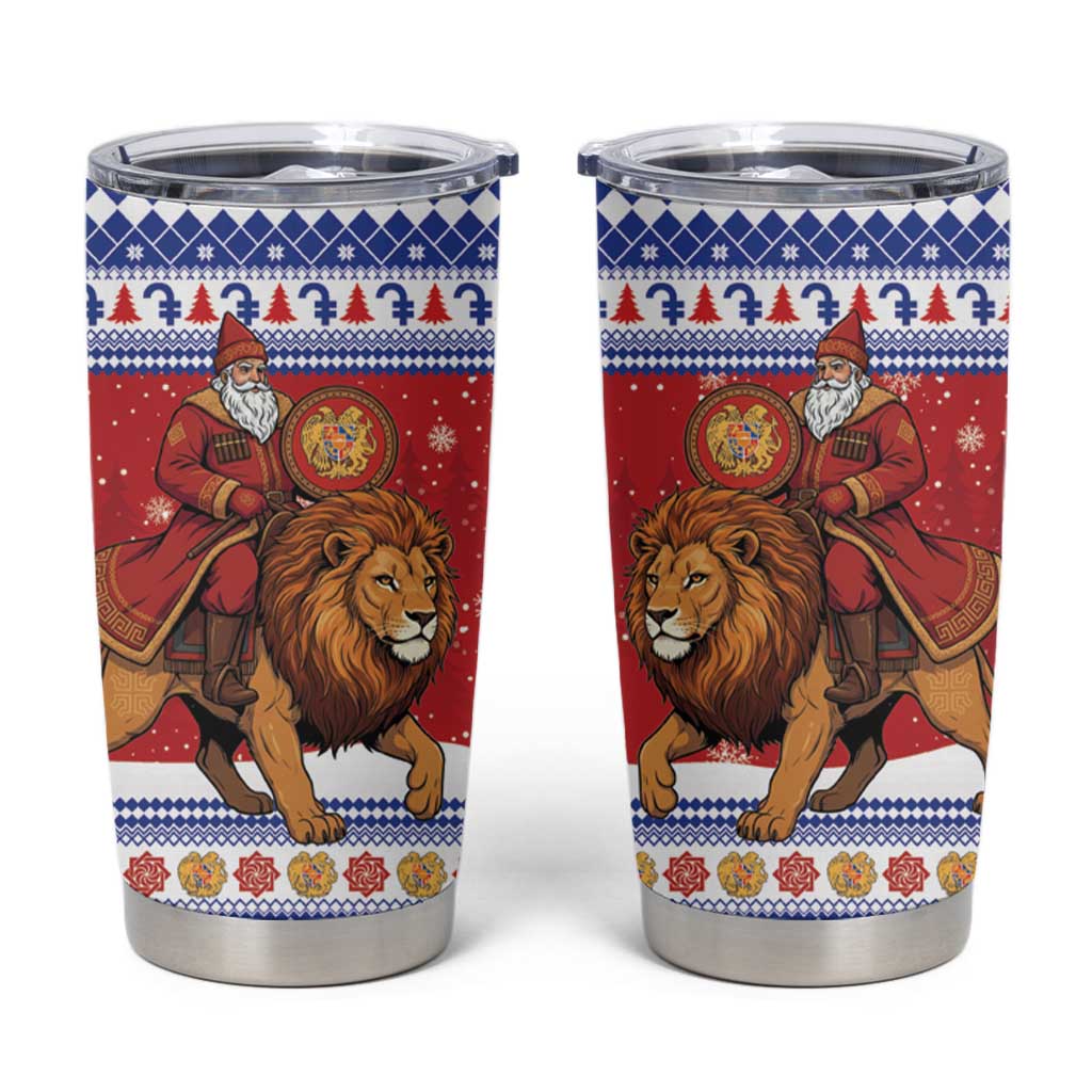 Armenia Christmas Tumbler Cup Santa Riding Lion - Wonder Print Shop